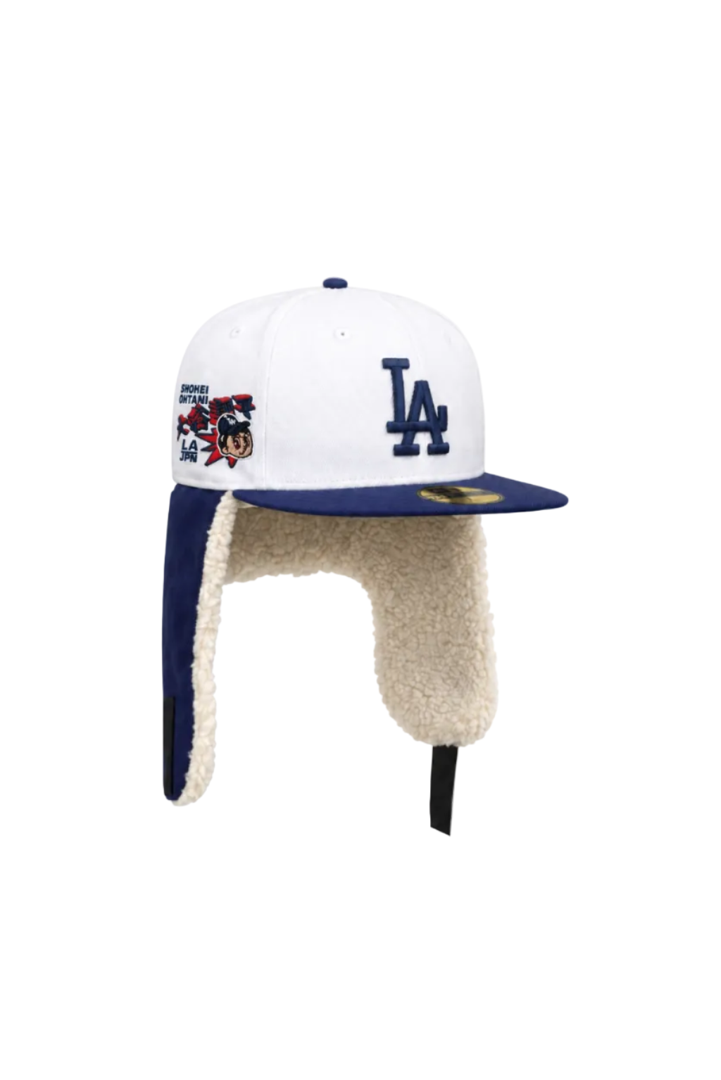 Los Angeles Dodgers White Blue Sherpa Ear Flap Fitted 1981 World Series Patch