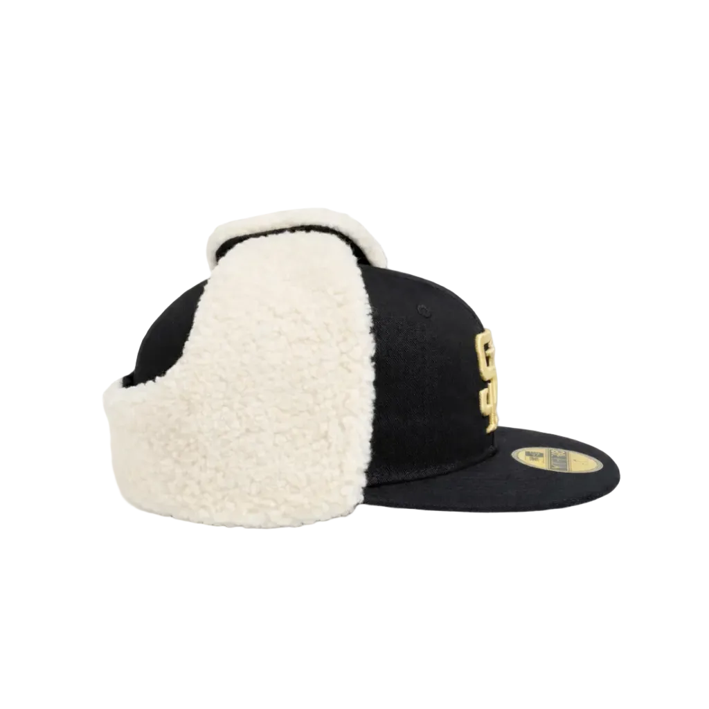 San Diego Padres Black Sherpa Ear Flap Fitted Postseason Patch