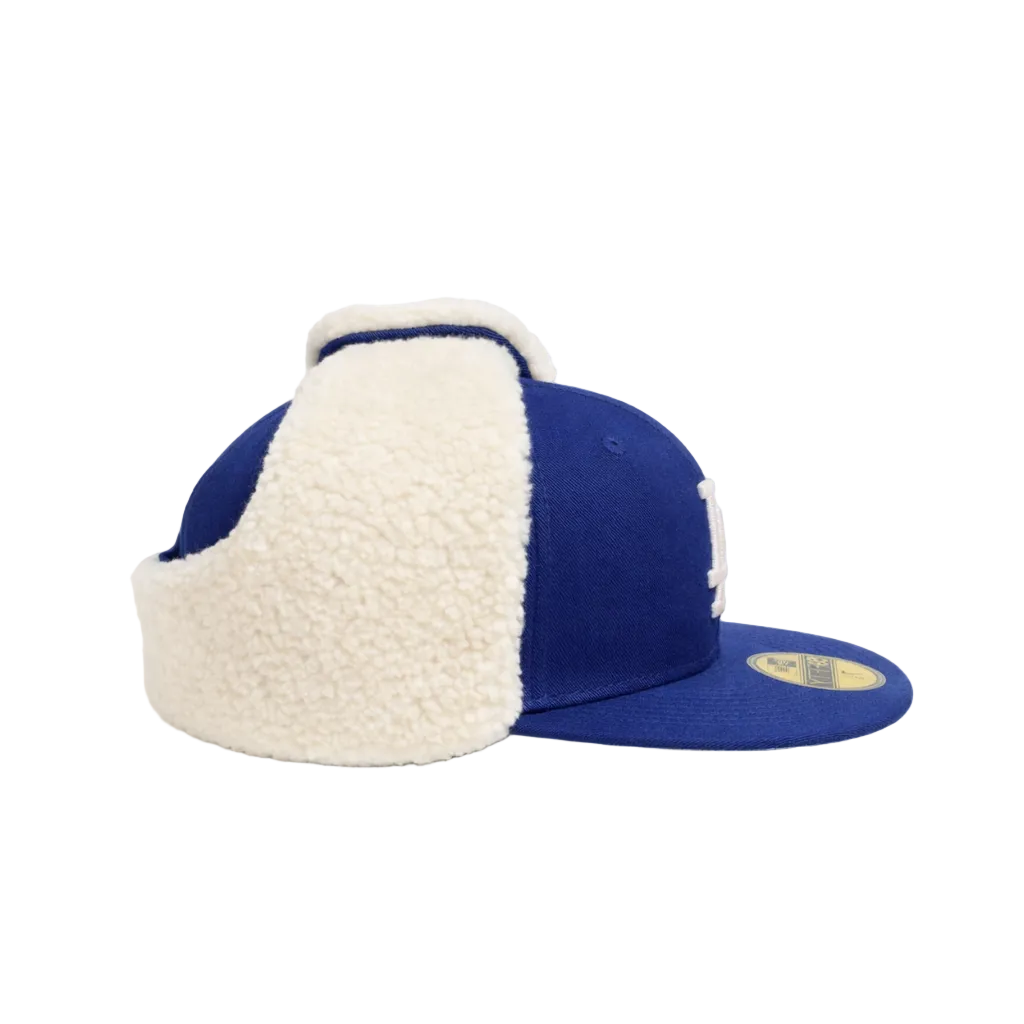Los Angeles Dodgers Blue Sherpa Ear Flap Fitted World Series Patch