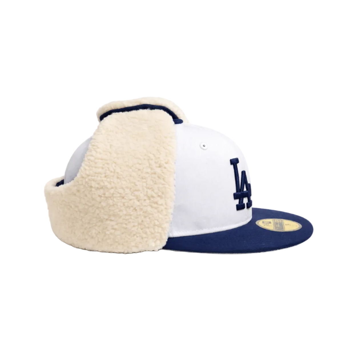 Los Angeles Dodgers White Blue Sherpa Ear Flap Fitted 1981 World Series Patch
