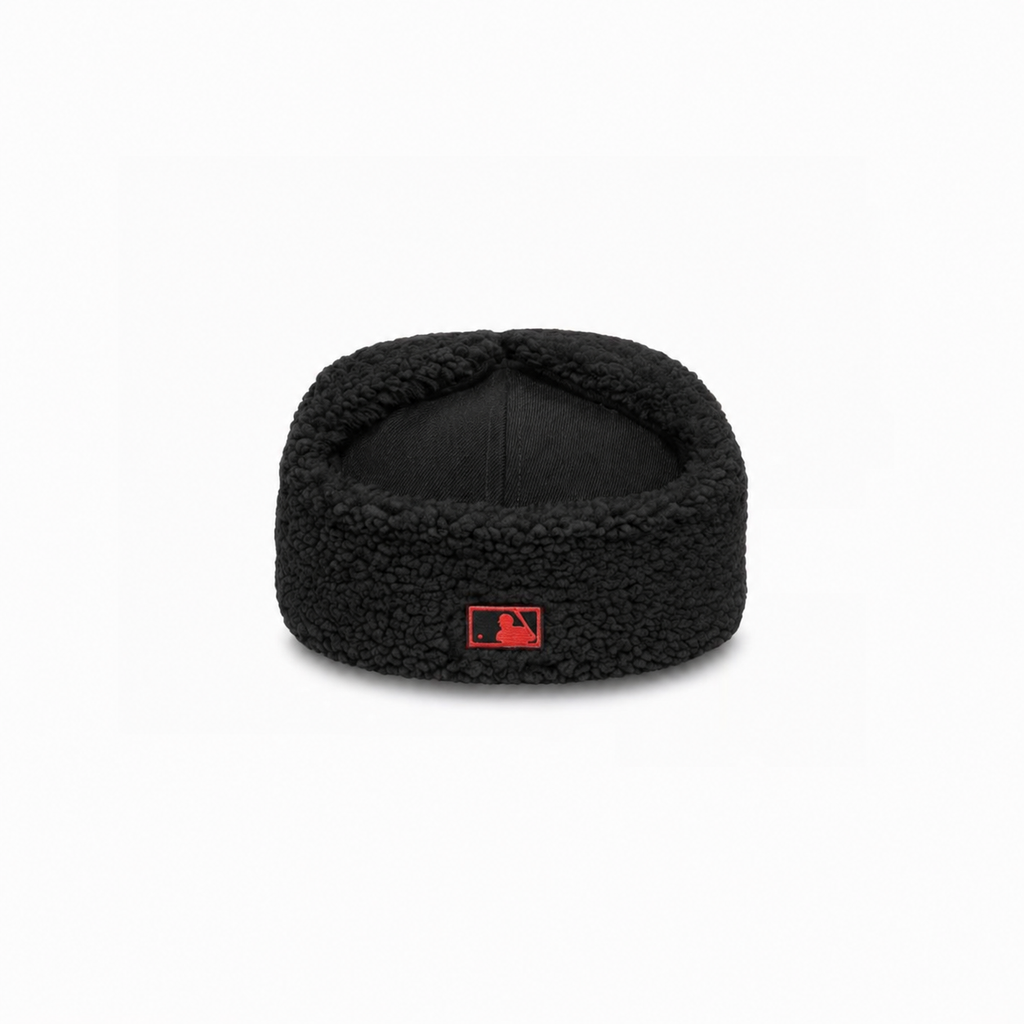 Los Angeles Angels Black Sherpa Ear Flap Fitted Hat