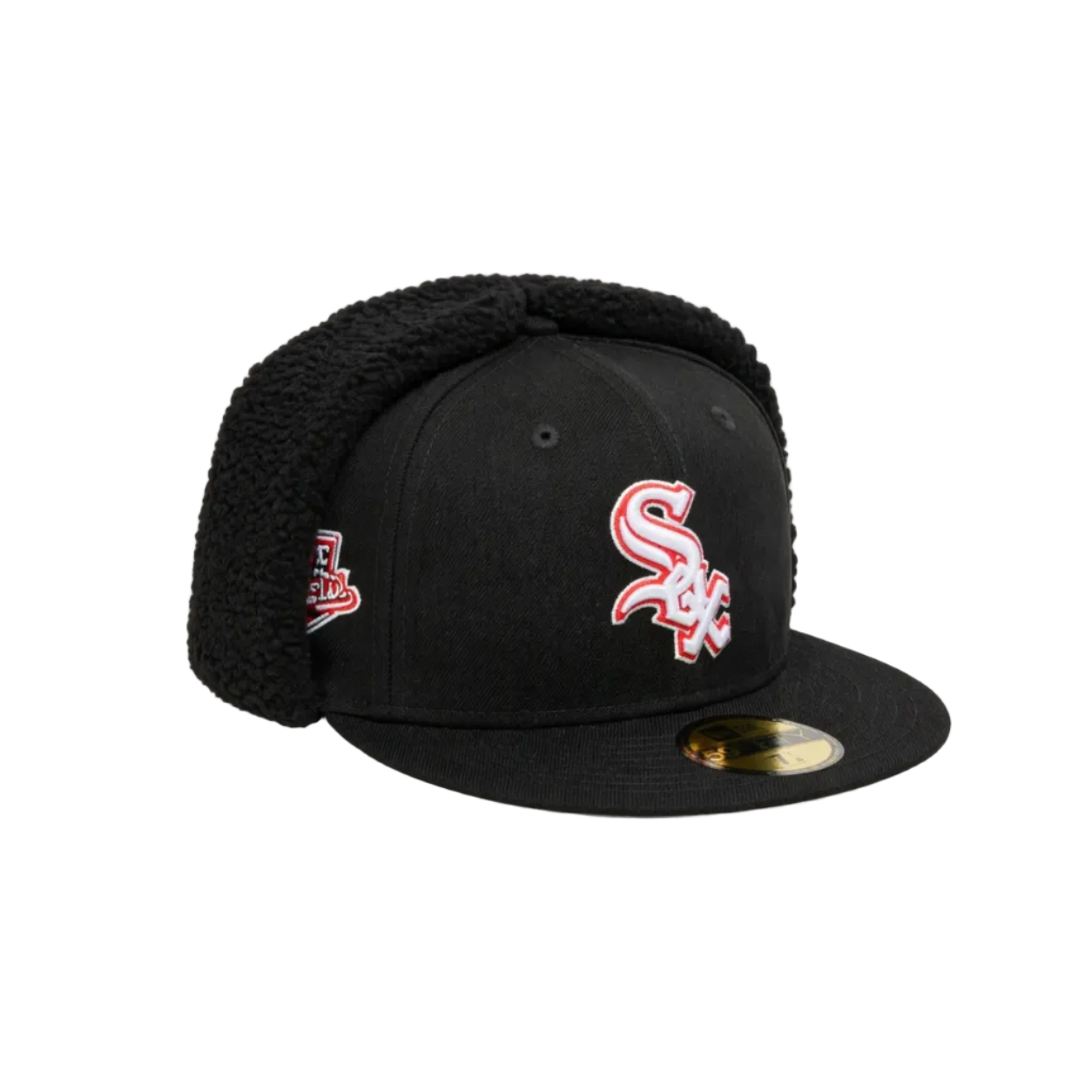 Chicago White Sox Black Sherpa Ear Flap Fitted Patch