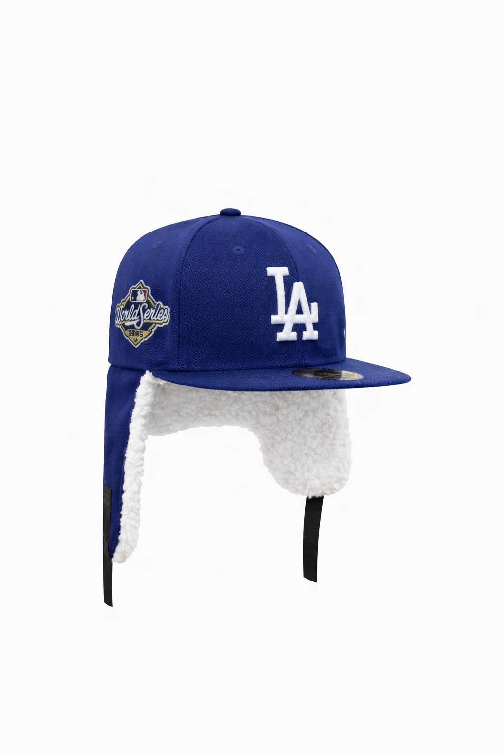 Los Angeles Dodgers Blue Sherpa Ear Flap Fitted World Series Patch