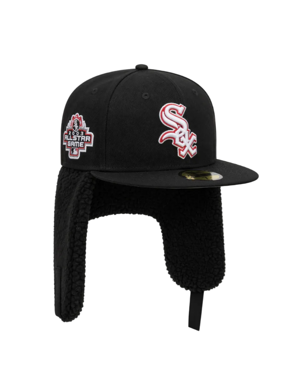 Chicago White Sox Black Sherpa Ear Flap Fitted Patch