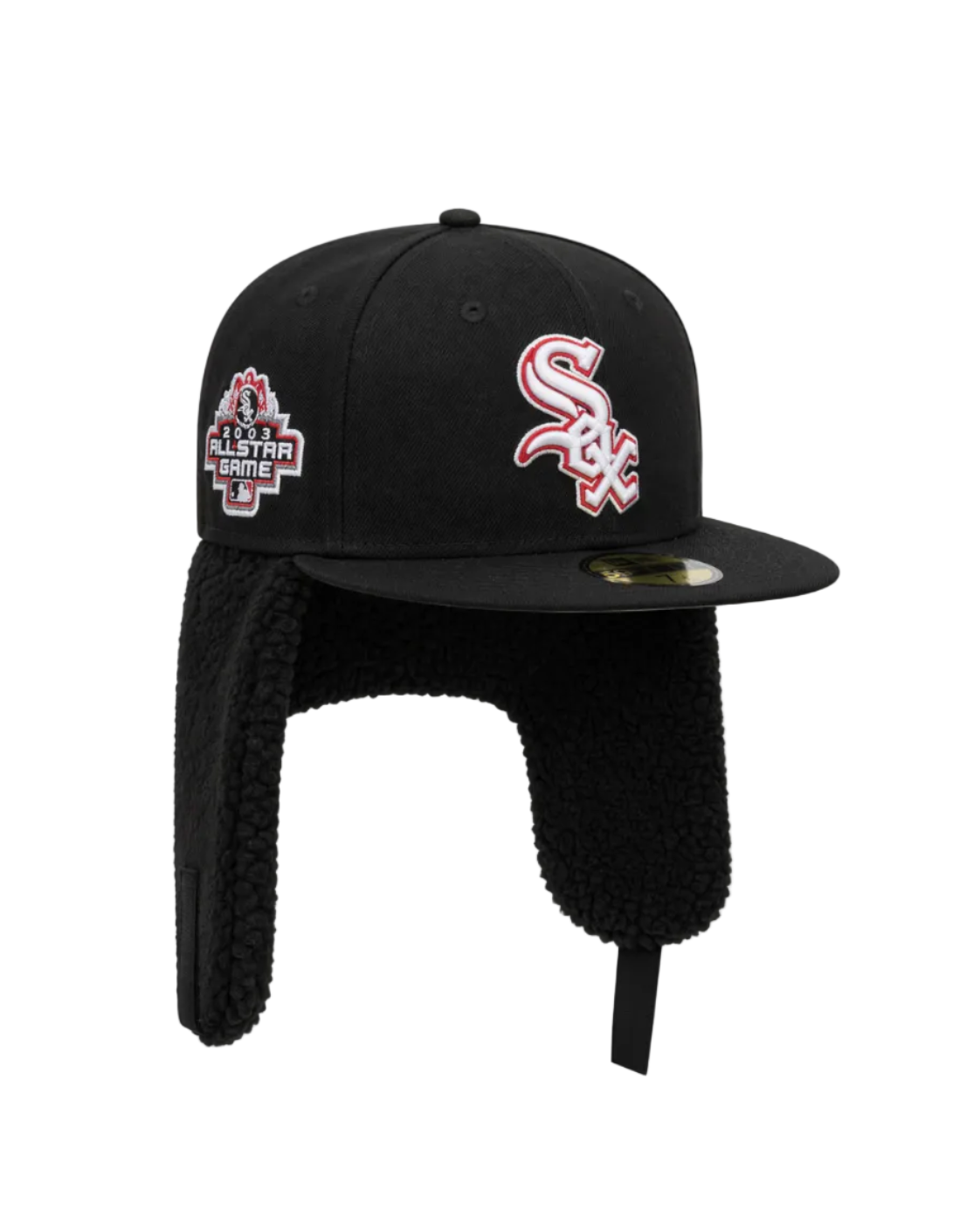 Chicago White Sox Black Sherpa Ear Flap Fitted Patch