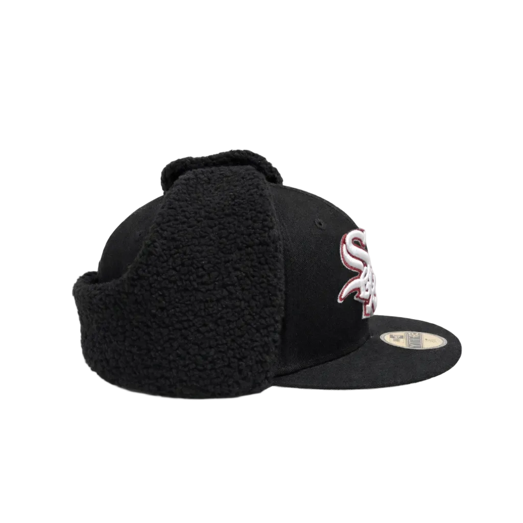 Chicago White Sox Black Sherpa Ear Flap Fitted Patch