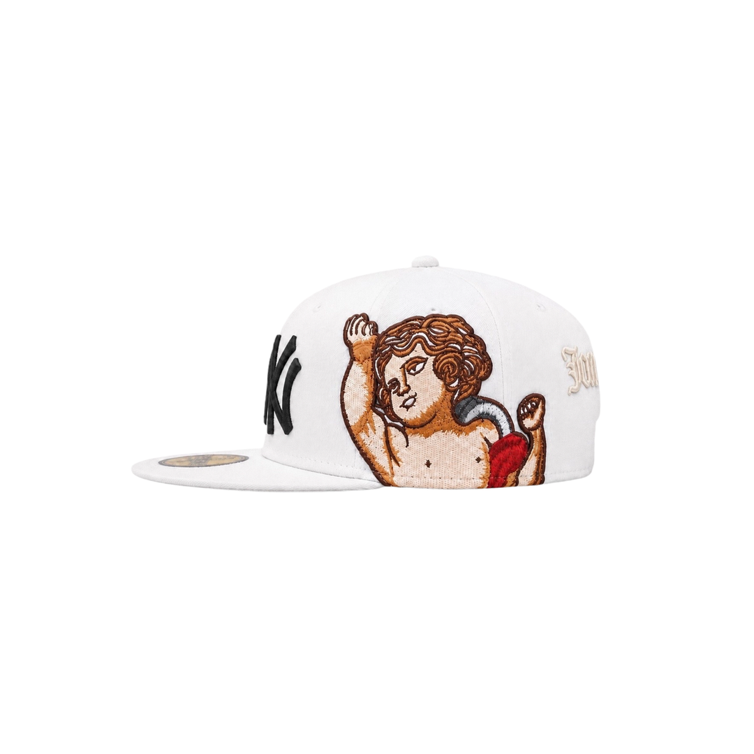 New York Yankees white cupid embroidery fitted hat