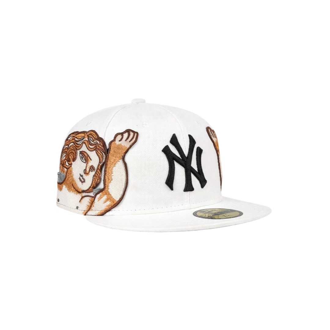 New York Yankees white cupid embroidery fitted hat