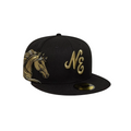 New Era black gold embroidery fitted hat