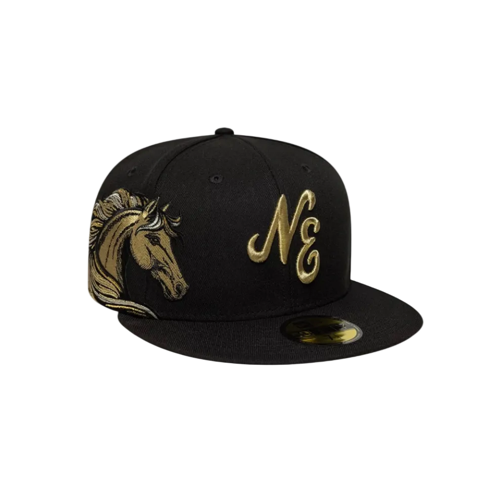 New Era black gold embroidery fitted hat