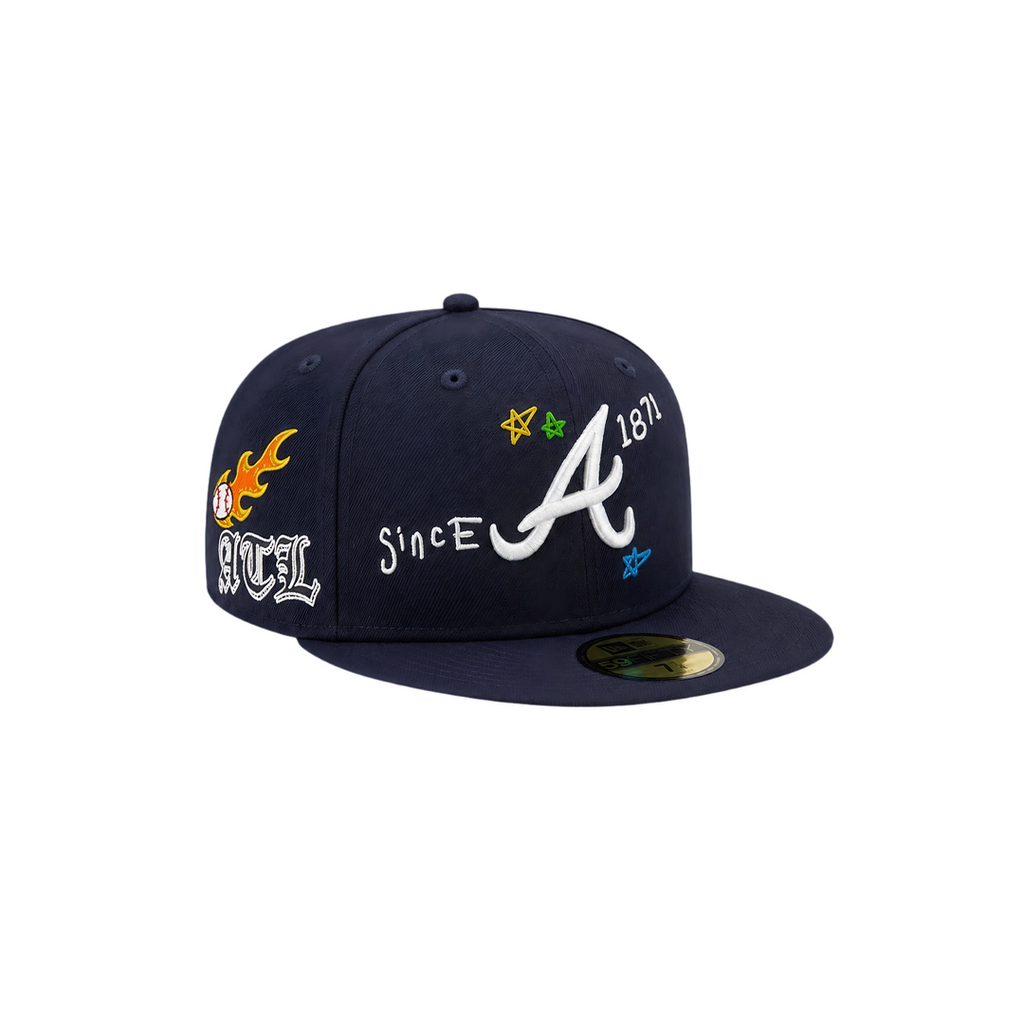 Atlanta Braves navy all-over embroidery fitted hat