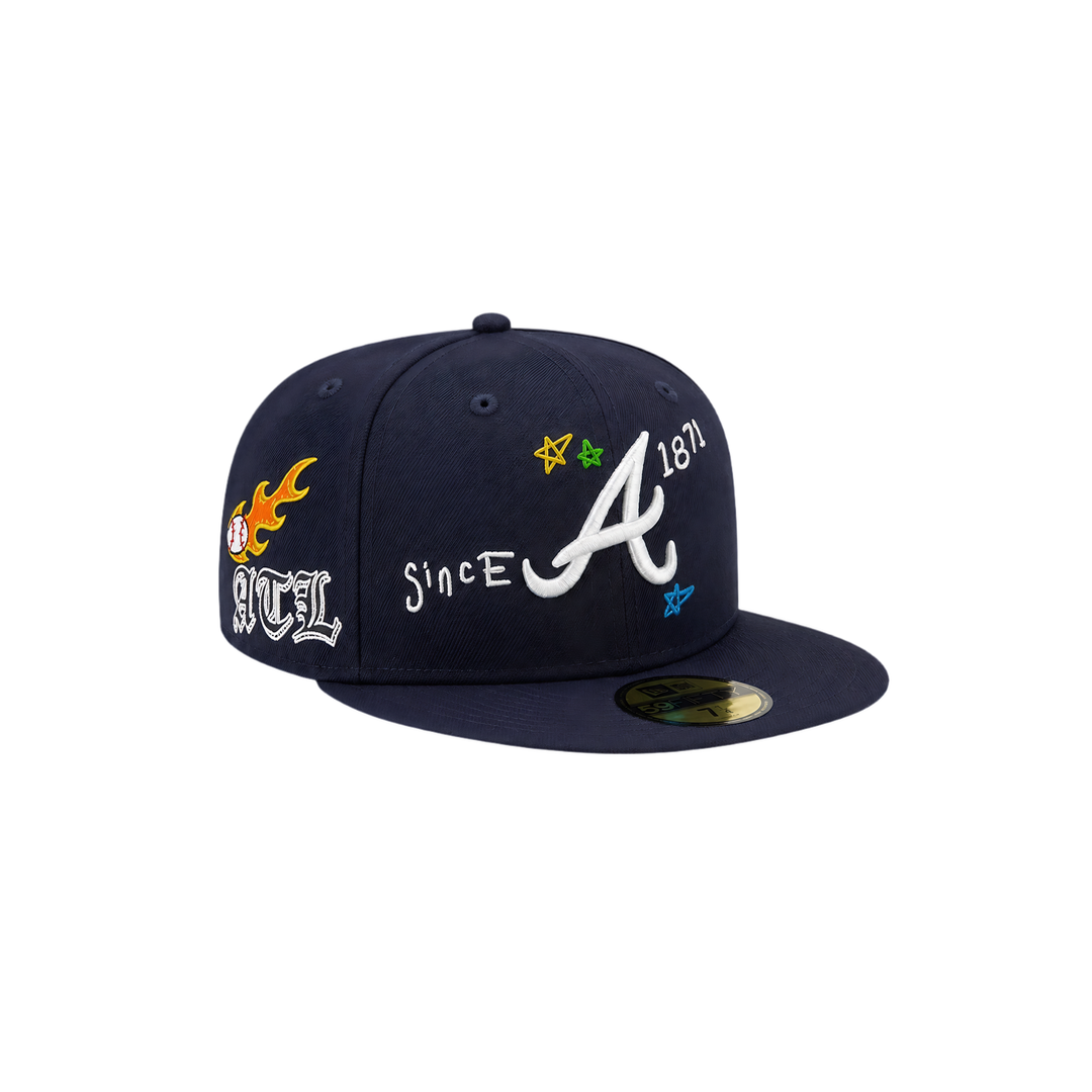 Atlanta Braves navy all-over embroidery fitted hat