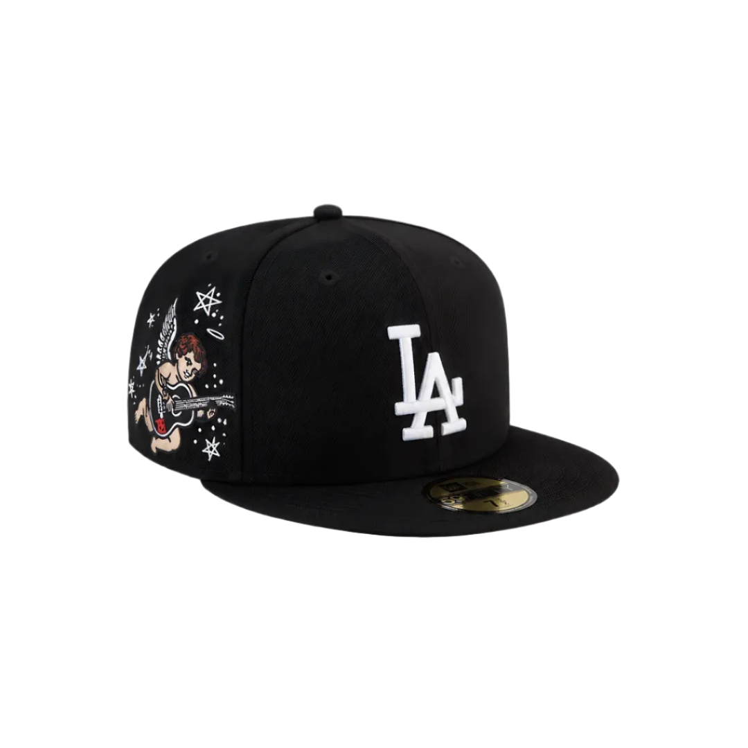 LA Dodgers black Angle embroidery fitted hat