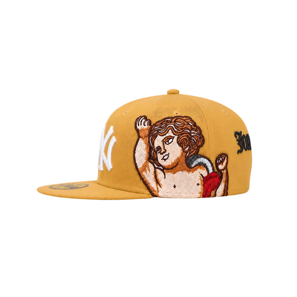 New York Yankees gold Cupid embroidery fitted hat