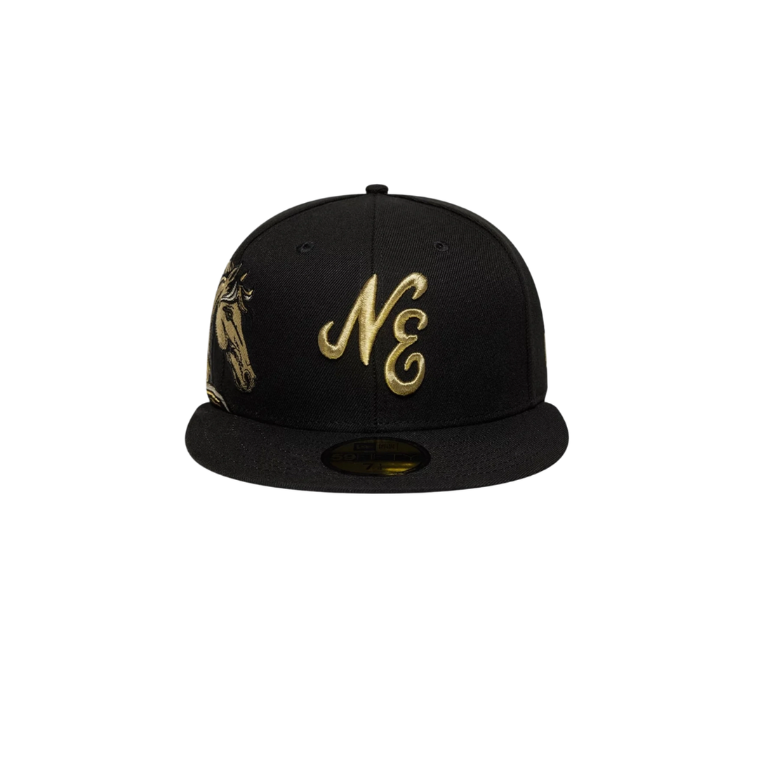New Era black gold embroidery fitted hat