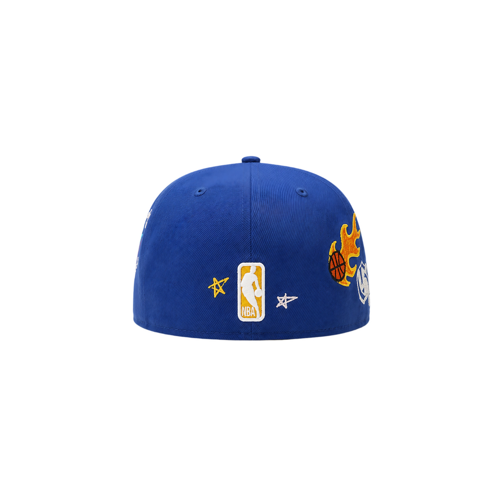 Golden State Warriors royal blue all-over embroidery fitted hat