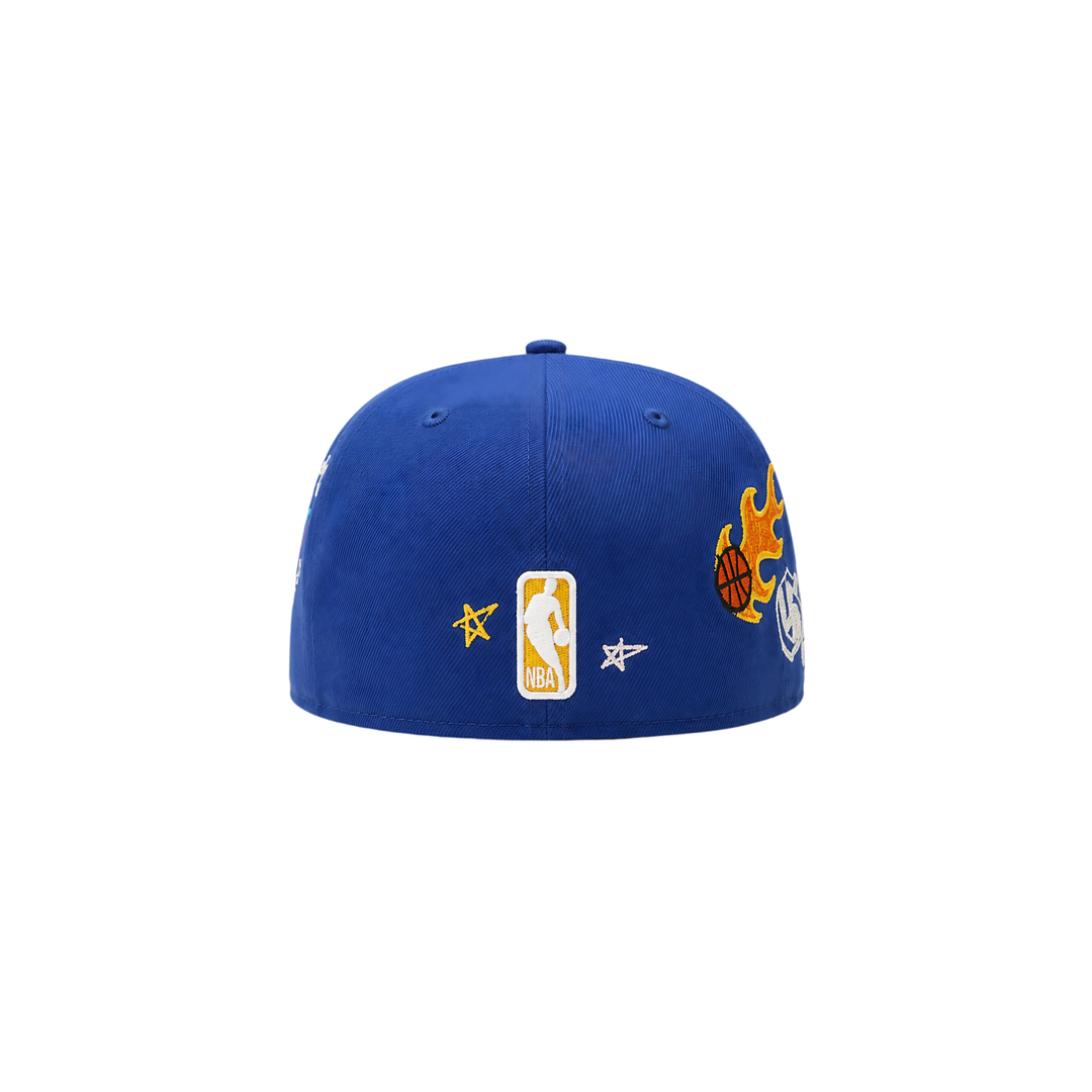 Golden State Warriors royal blue all-over embroidery fitted hat