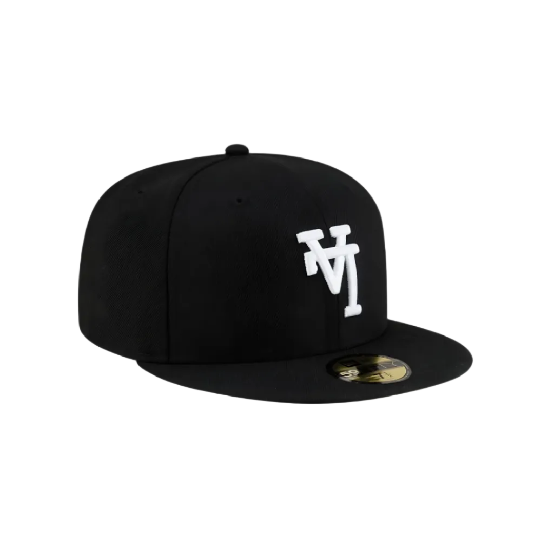 LA Dodgers black upside-down LA fitted hat