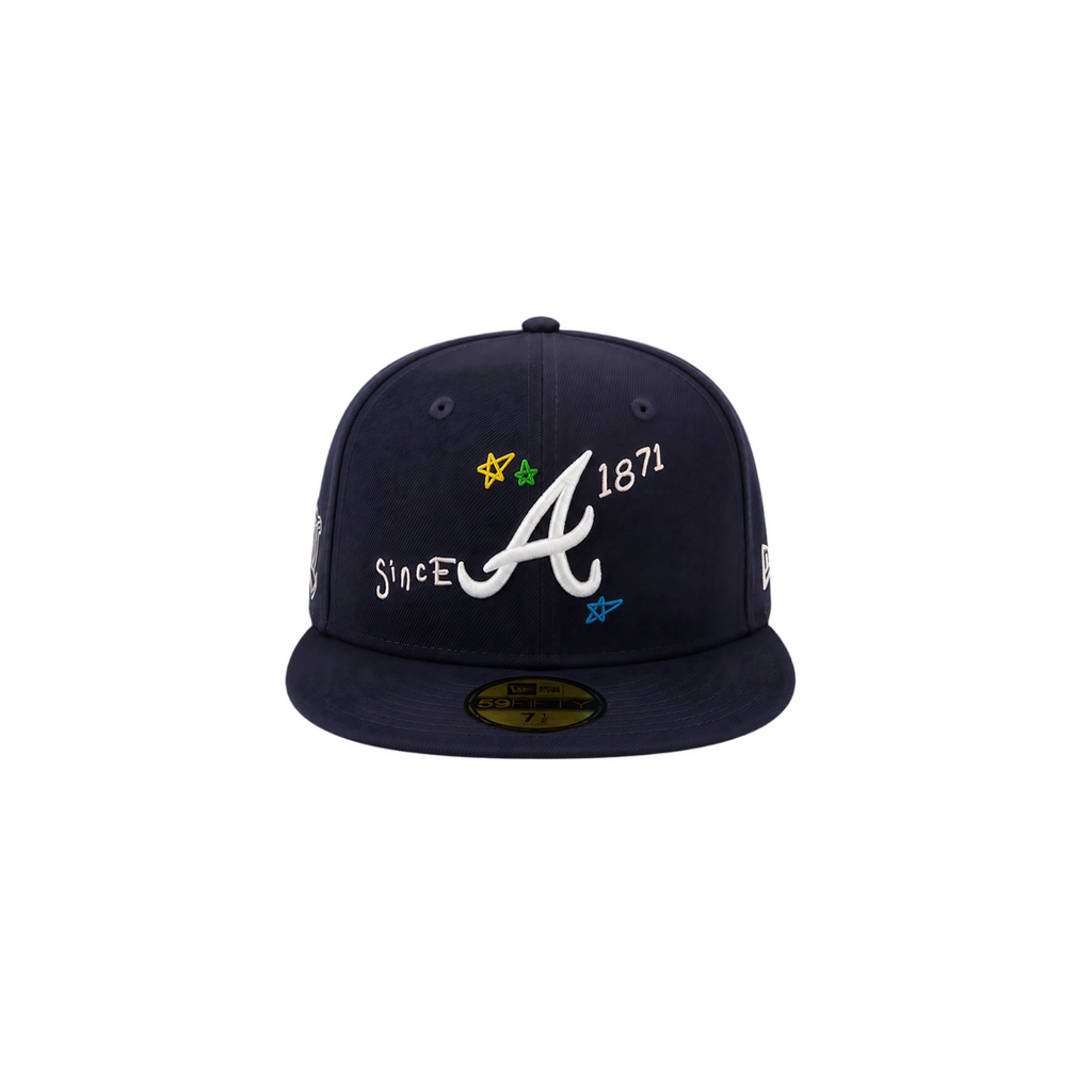 Atlanta Braves navy all-over embroidery fitted hat