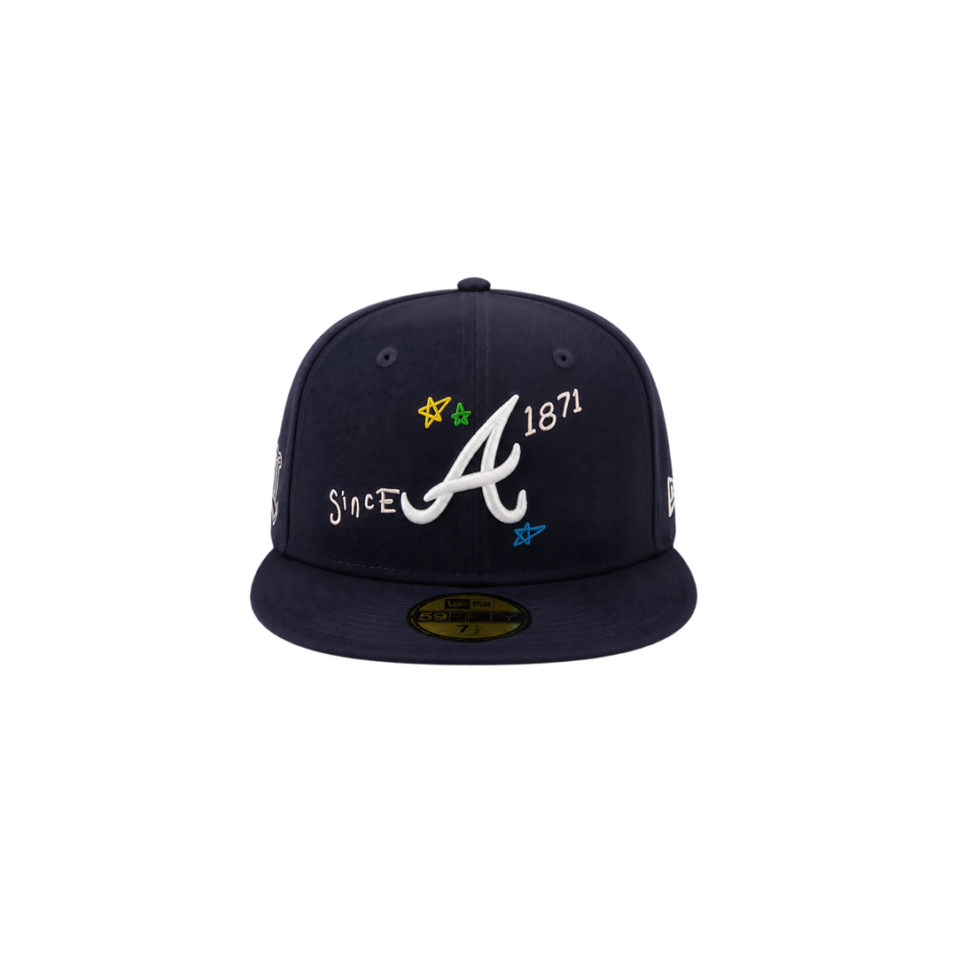 Atlanta Braves navy all-over embroidery fitted hat
