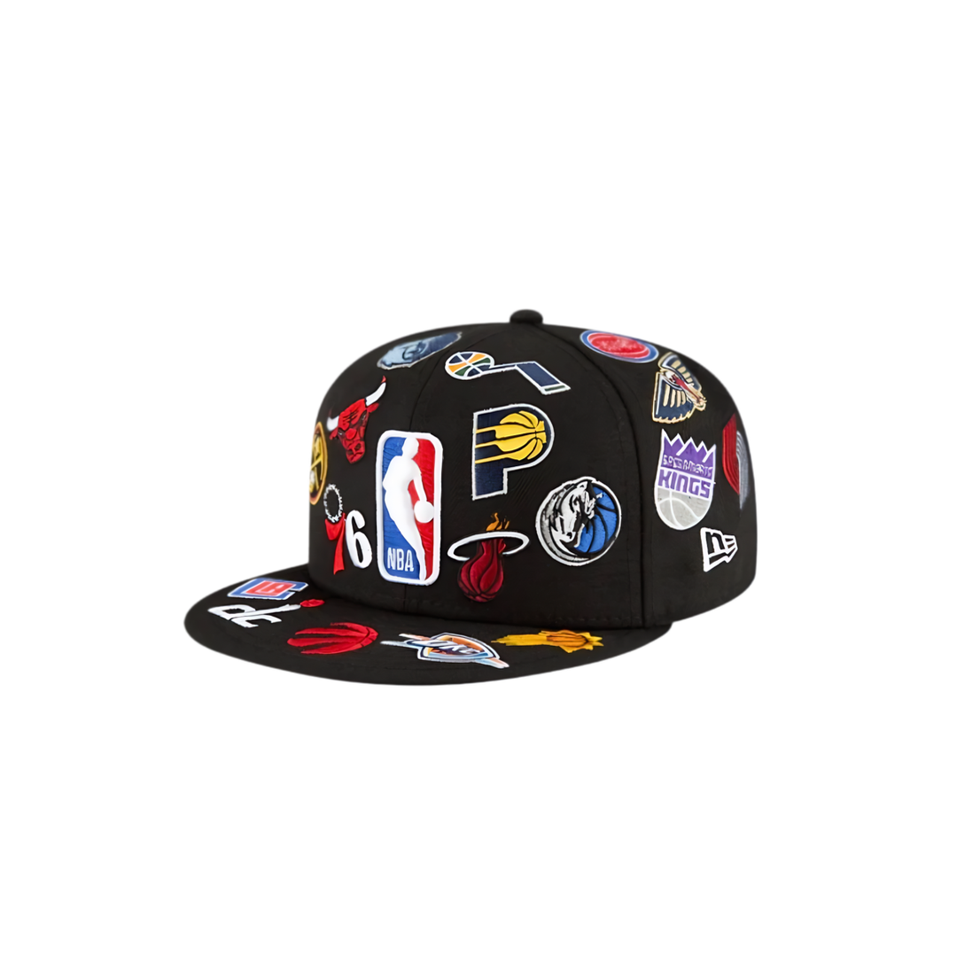 NBA black all team logo fitted hat