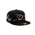 Arizona Diamondbacks black all-over embroidery fitted hat