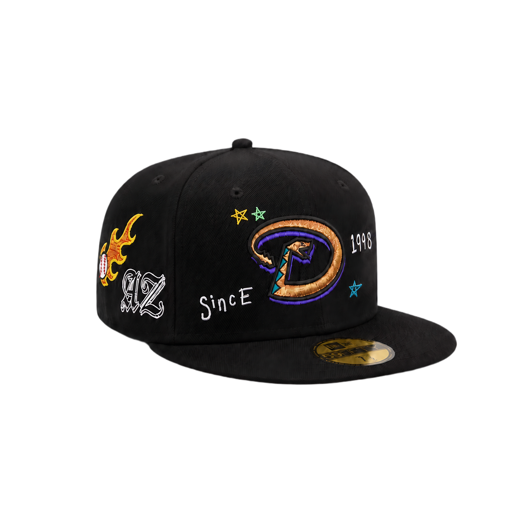 Arizona Diamondbacks black all-over embroidery fitted hat