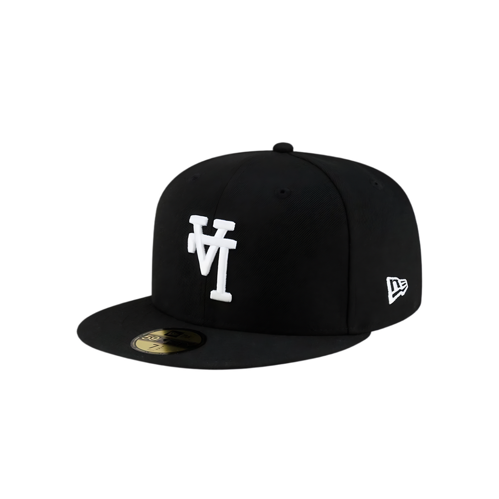 LA Dodgers black upside-down LA fitted hat