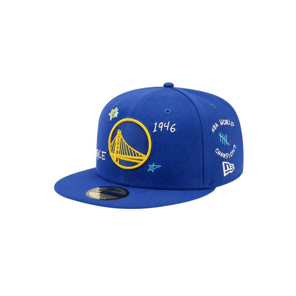 Golden State Warriors royal blue all-over embroidery fitted hat