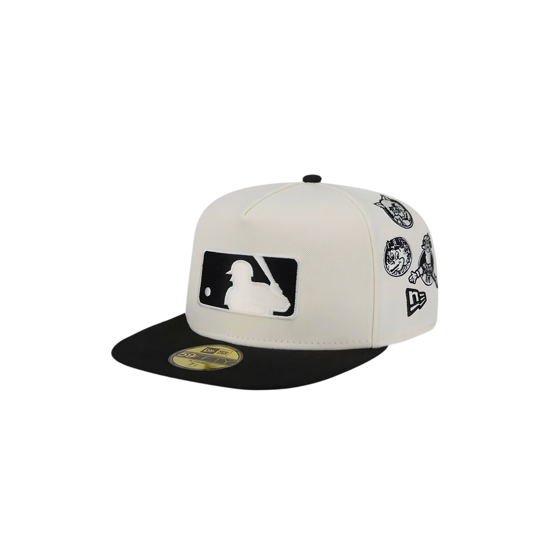 MLB cream all-over logo fitted hat