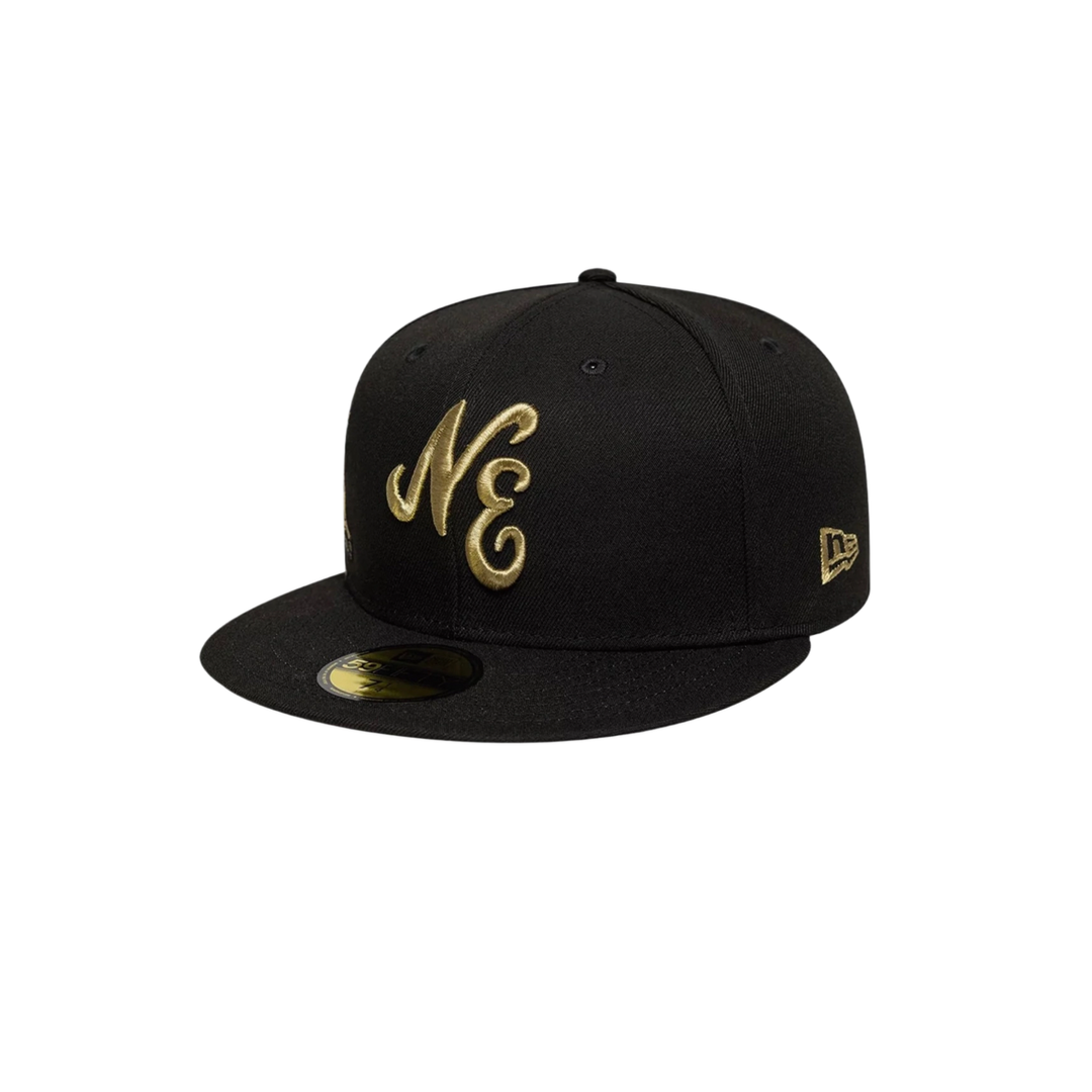New Era black gold embroidery fitted hat