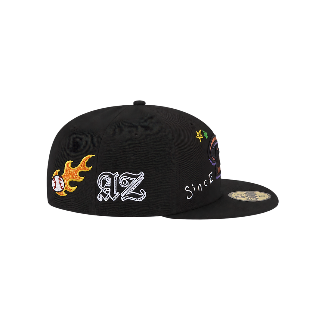 Arizona Diamondbacks black all-over embroidery fitted hat