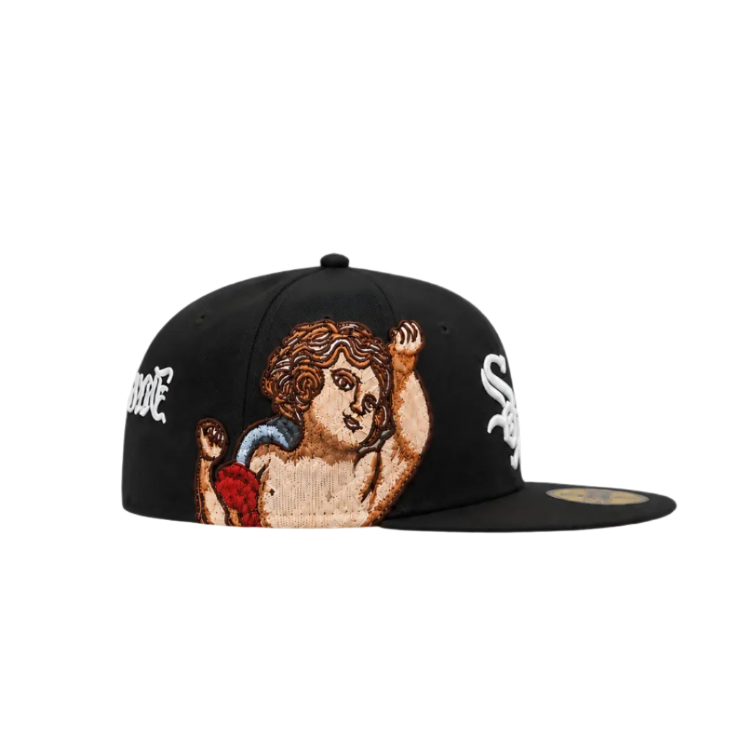 Chicago White Sox black Cupid embroidery fitted hat