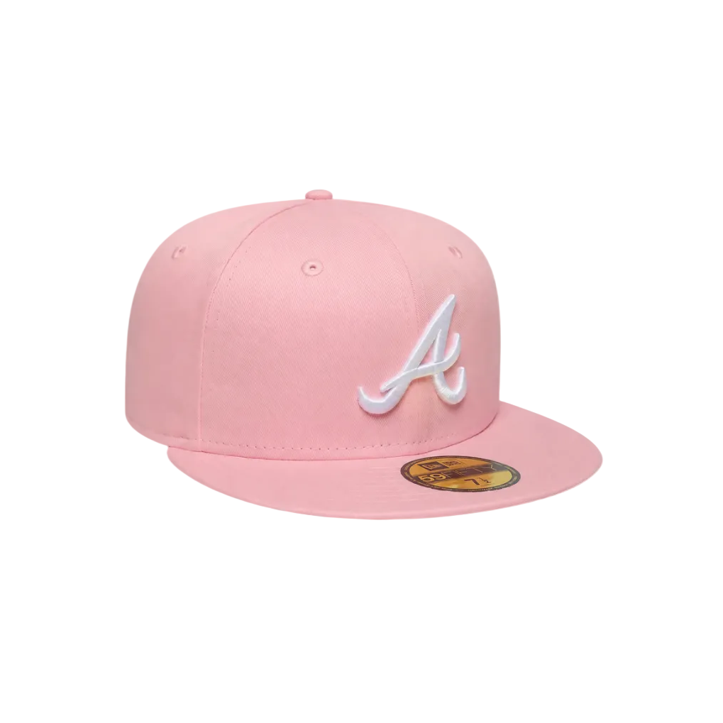 Atlanta Braves pink basic fitted hat