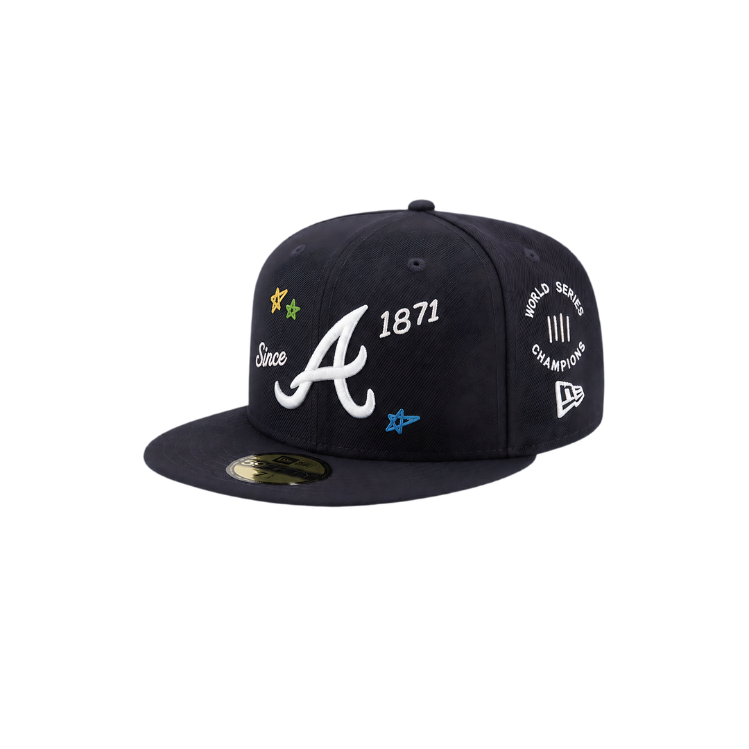 Atlanta Braves navy all-over embroidery fitted hat