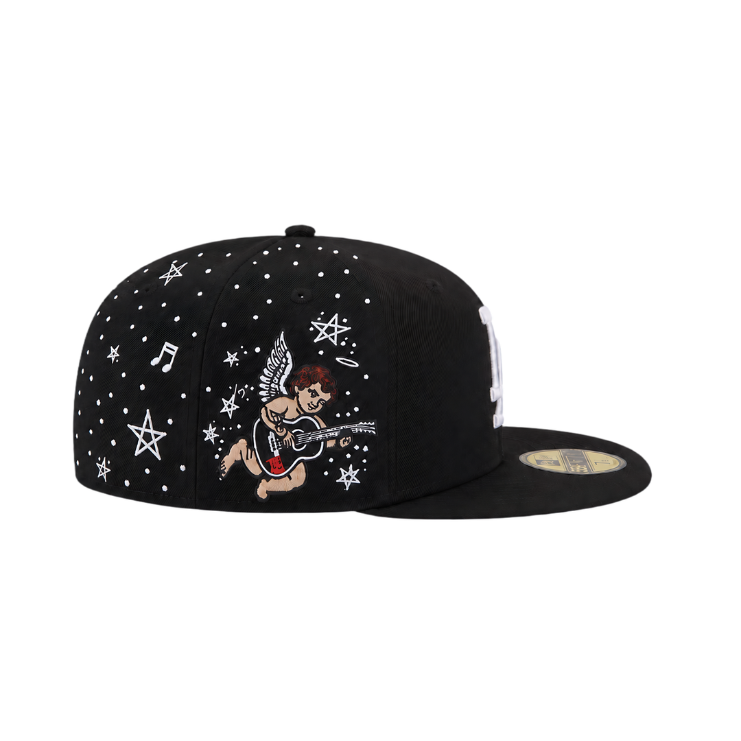 LA Dodgers black Angle embroidery fitted hat