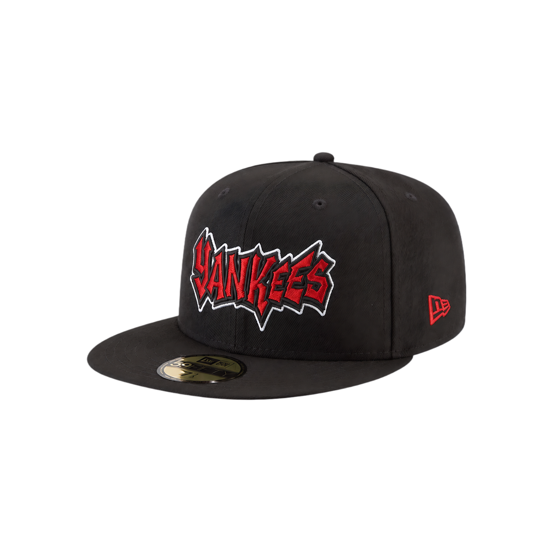 New York Yankees black graffiti style fitted hat