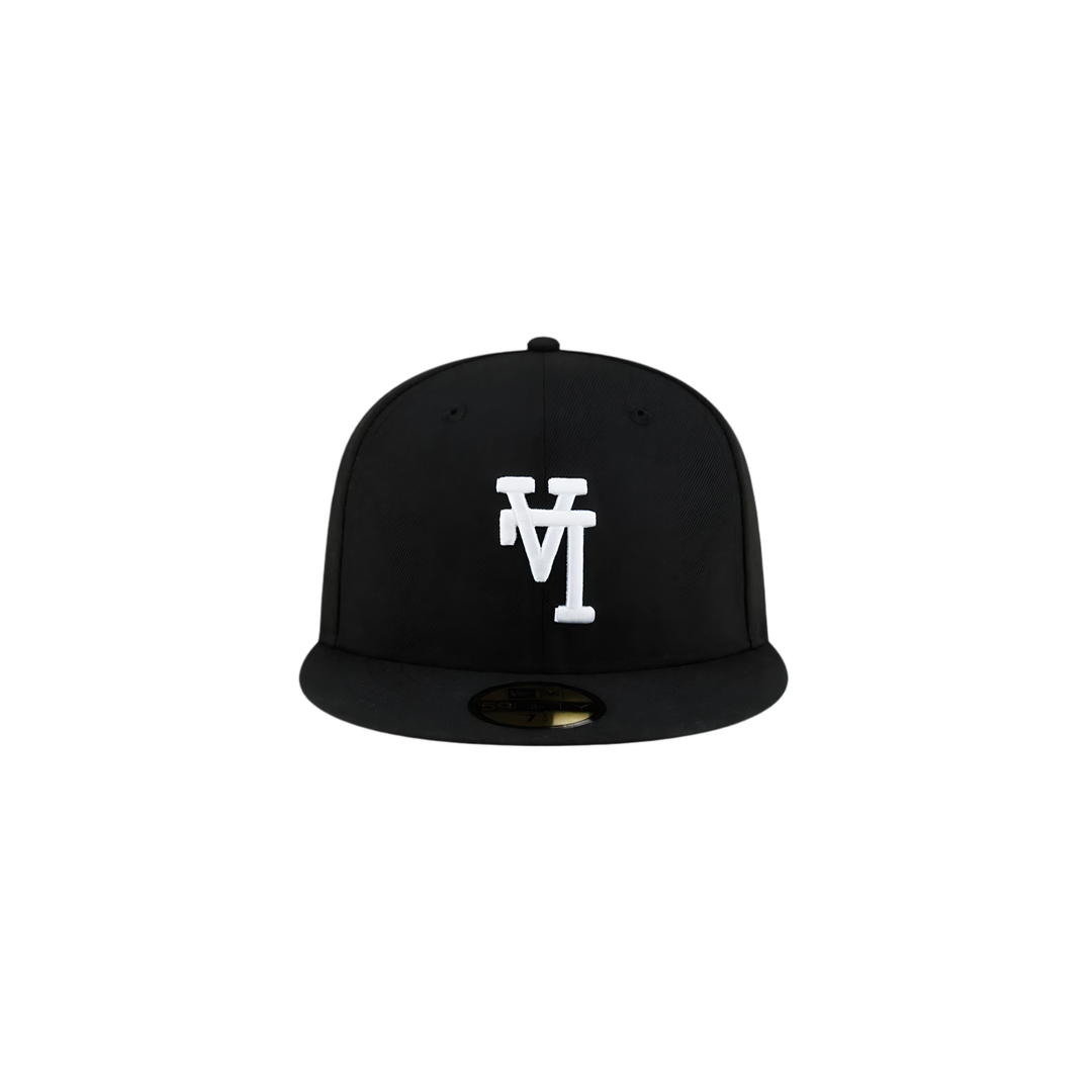 LA Dodgers black upside-down LA fitted hat