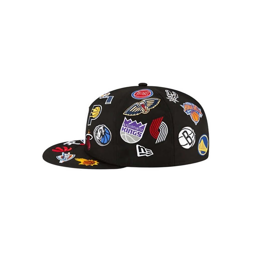 NBA black all team logo fitted hat