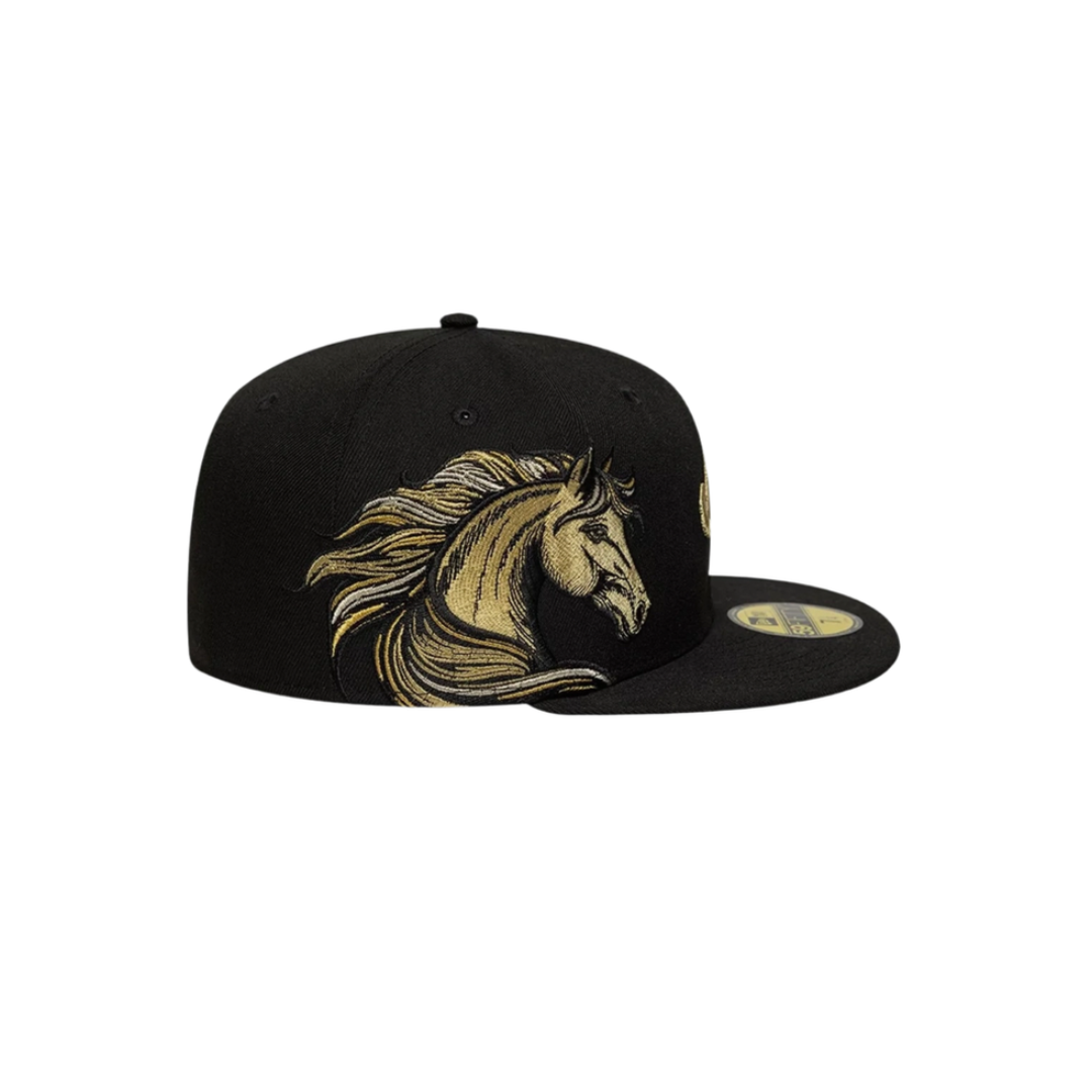 New Era black gold embroidery fitted hat