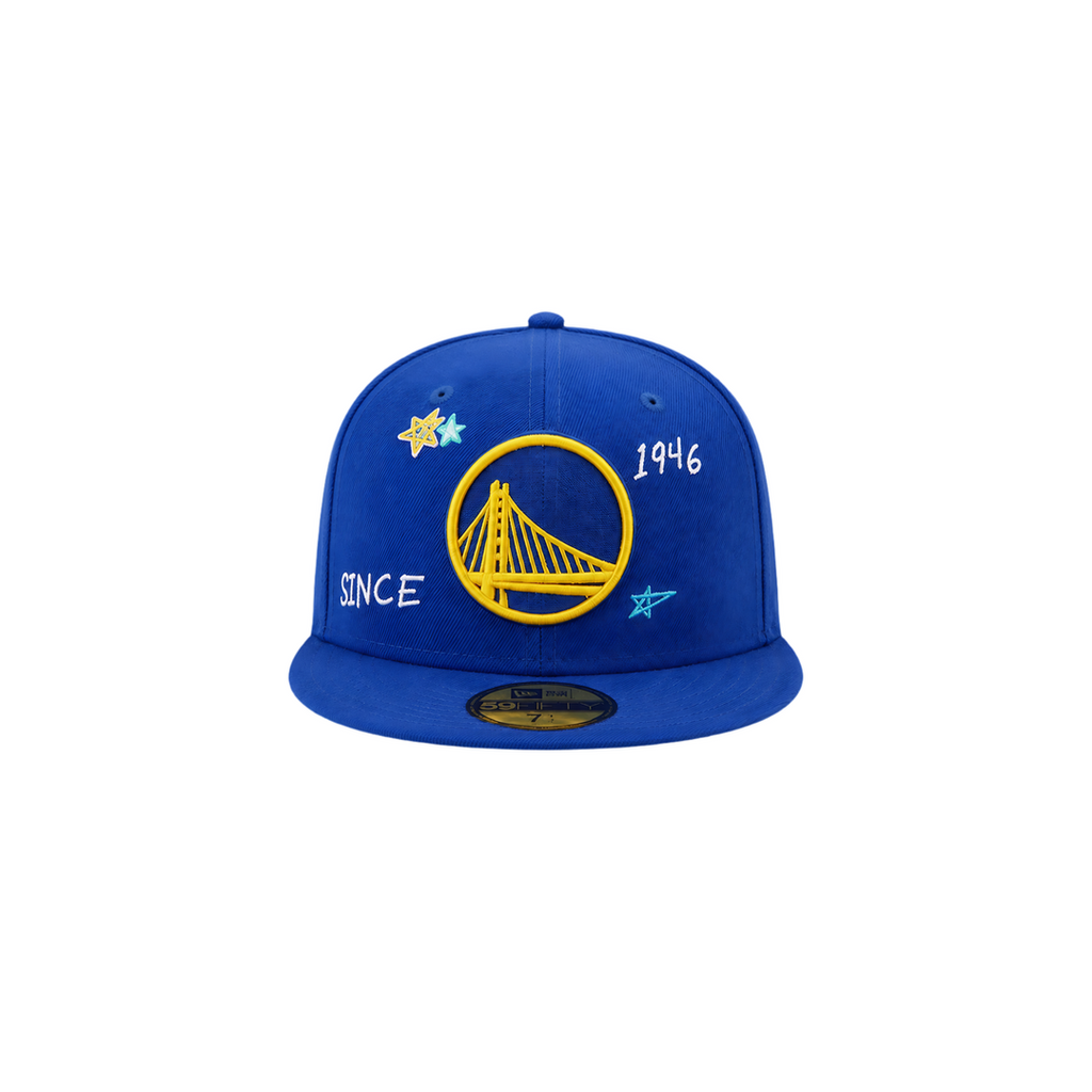 Golden State Warriors royal blue all-over embroidery fitted hat
