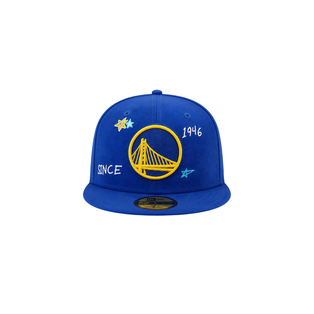 Golden State Warriors royal blue all-over embroidery fitted hat