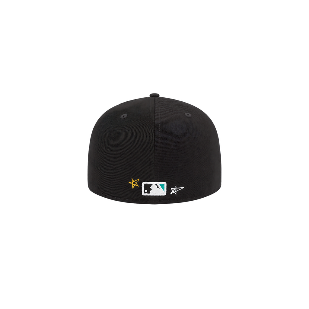 Florida Marlins black all-over embroidery fitted hat