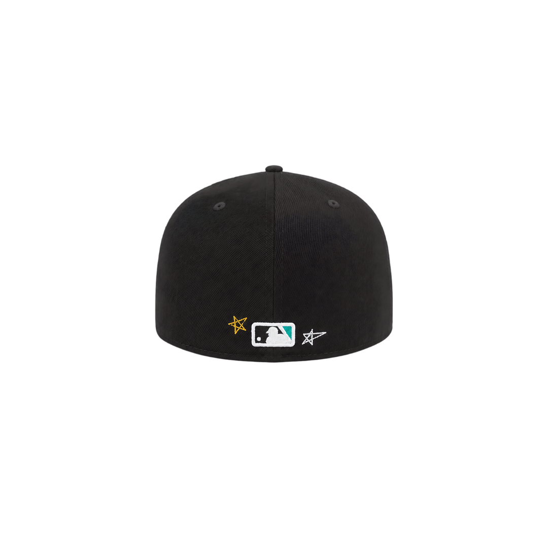 Florida Marlins black all-over embroidery fitted hat