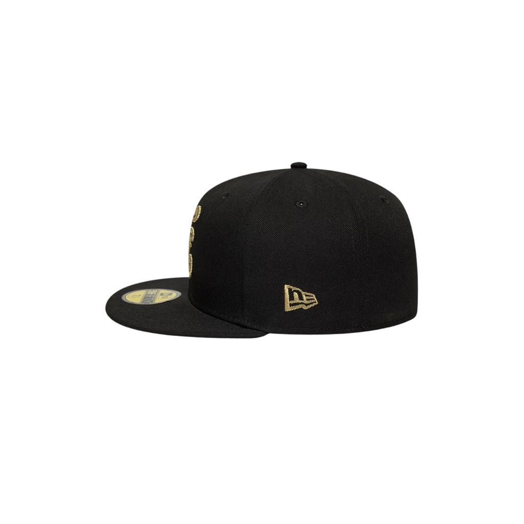 New Era black gold embroidery fitted hat