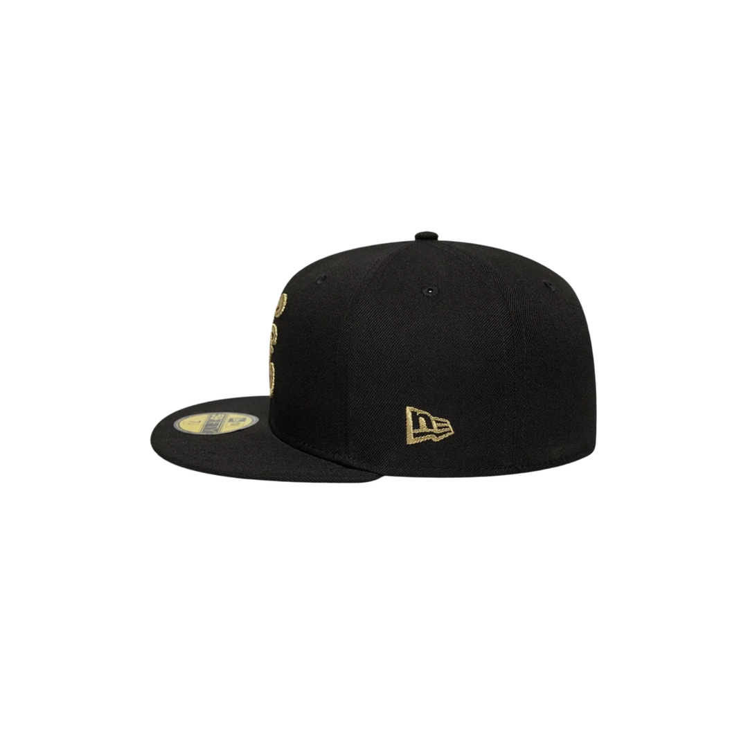 New Era black gold embroidery fitted hat