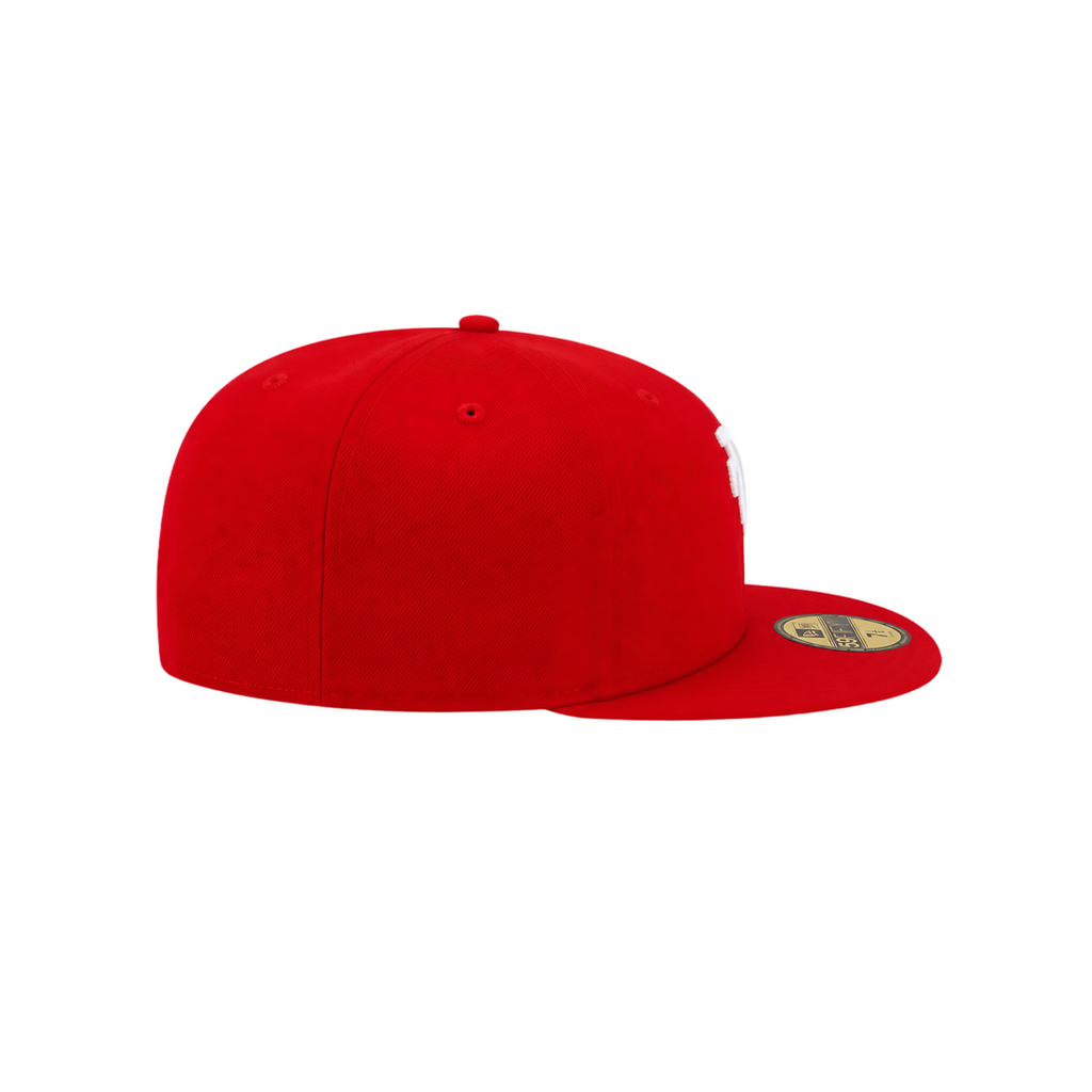 LA Dodgers red upside-down LA fitted hat