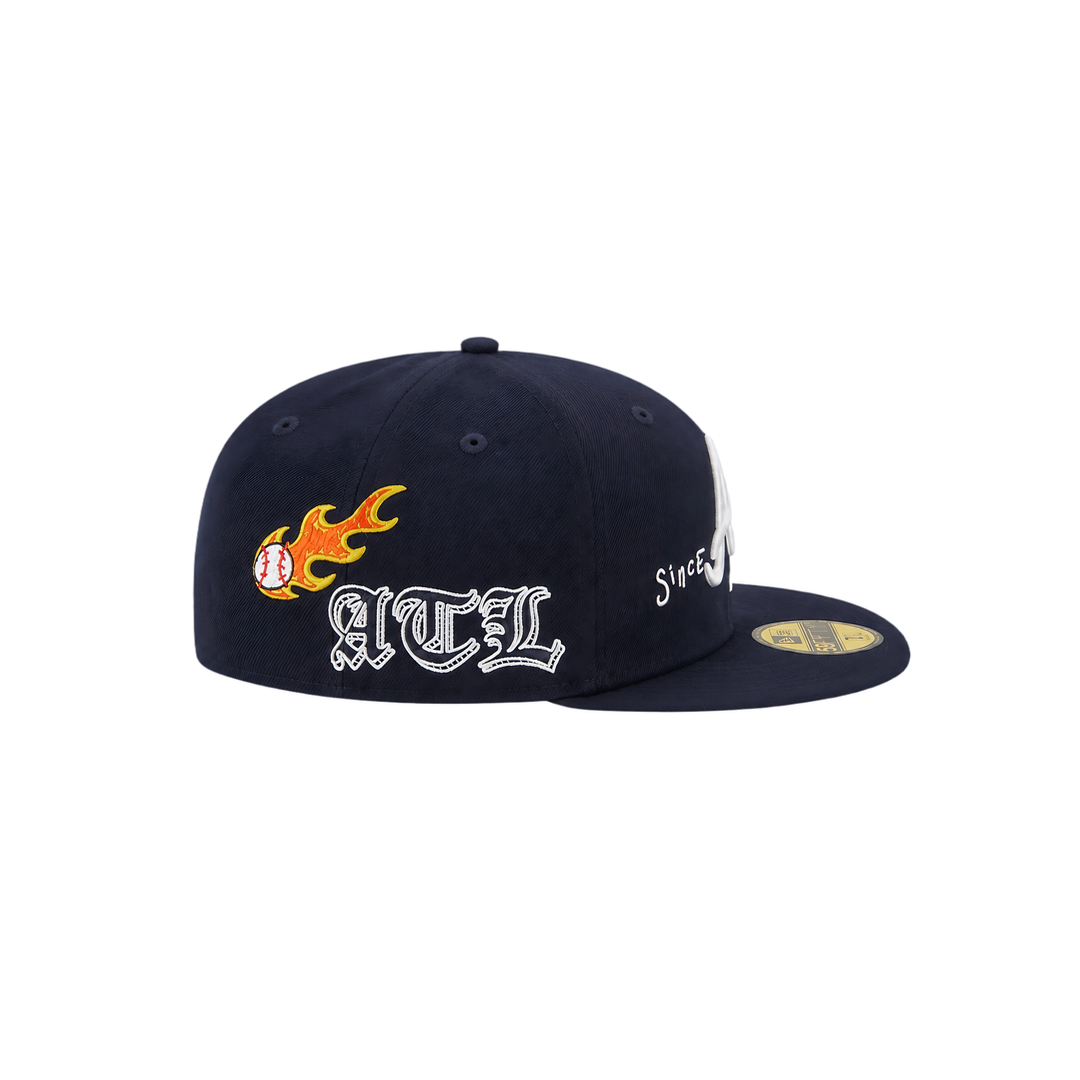 Atlanta Braves navy all-over embroidery fitted hat