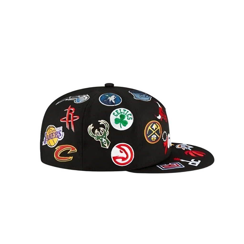 NBA black all team logo fitted hat