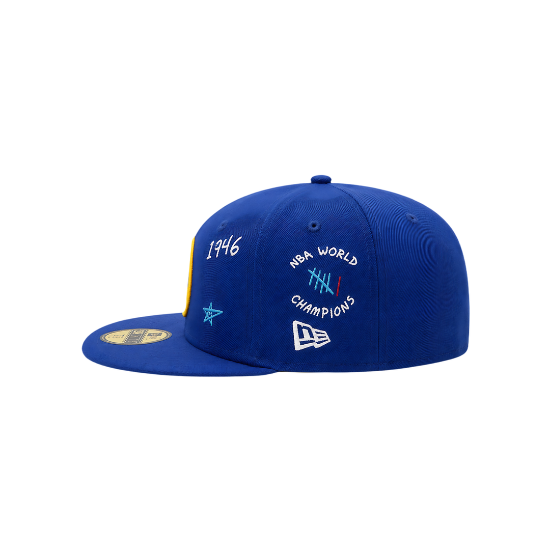 Golden State Warriors royal blue all-over embroidery fitted hat